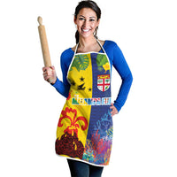 Malampa Fiji Day Apron Volcano and Coral Reef with Culture Patterns Split Style LT03 - Polynesian Pride
