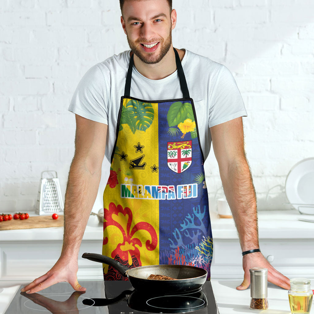 Malampa Fiji Day Apron Volcano and Coral Reef with Culture Patterns Split Style LT03 - Polynesian Pride