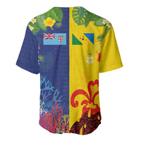 Malampa Fiji Day Baseball Jersey Volcano and Coral Reef with Culture Patterns Split Style LT03 - Polynesian Pride