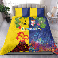 Malampa Fiji Day Bedding Set Volcano and Coral Reef with Culture Patterns Split Style LT03 - Polynesian Pride