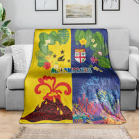 Malampa Fiji Day Blanket Volcano and Coral Reef with Culture Patterns Split Style LT03 - Polynesian Pride
