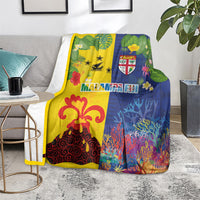 Malampa Fiji Day Blanket Volcano and Coral Reef with Culture Patterns Split Style LT03 - Polynesian Pride