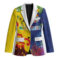Malampa Fiji Day Blazer Volcano and Coral Reef with Culture Patterns Split Style LT03 Unisex Multicolor - Polynesian Pride