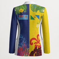 Malampa Fiji Day Blazer Volcano and Coral Reef with Culture Patterns Split Style LT03 - Polynesian Pride
