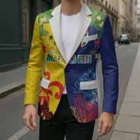 Malampa Fiji Day Blazer Volcano and Coral Reef with Culture Patterns Split Style LT03 - Polynesian Pride