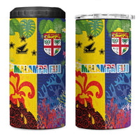 Malampa Fiji Day 4 in 1 Can Cooler Tumbler Volcano and Coral Reef with Culture Patterns Split Style LT03 One Size: 16 oz Multicolor - Polynesian Pride