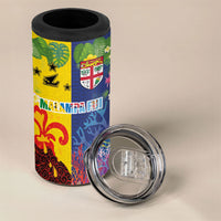 Malampa Fiji Day 4 in 1 Can Cooler Tumbler Volcano and Coral Reef with Culture Patterns Split Style LT03 - Polynesian Pride