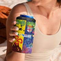 Malampa Fiji Day 4 in 1 Can Cooler Tumbler Volcano and Coral Reef with Culture Patterns Split Style LT03 - Polynesian Pride