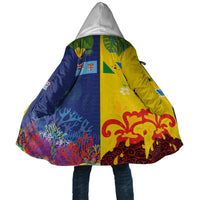 Malampa Fiji Day Cloak Volcano and Coral Reef with Culture Patterns Split Style LT03 Unisex Multicolor - Polynesian Pride