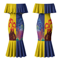 Malampa Fiji Day Couples Matching Mermaid Dress and Hawaiian Shirt Volcano and Coral Reef with Culture Patterns Split Style LT03 - Polynesian Pride