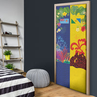 Malampa Fiji Day Door Cover Volcano and Coral Reef with Culture Patterns Split Style LT03 - Polynesian Pride