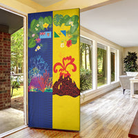 Malampa Fiji Day Door Cover Volcano and Coral Reef with Culture Patterns Split Style LT03 - Polynesian Pride