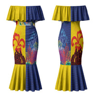 Malampa Fiji Day Family Matching Mermaid Dress and Hawaiian Shirt Volcano and Coral Reef with Culture Patterns Split Style LT03 Mom's Dress Multicolor - Polynesian Pride