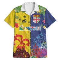Malampa Fiji Day Hawaiian Shirt Volcano and Coral Reef with Culture Patterns Split Style LT03 Multicolor - Polynesian Pride