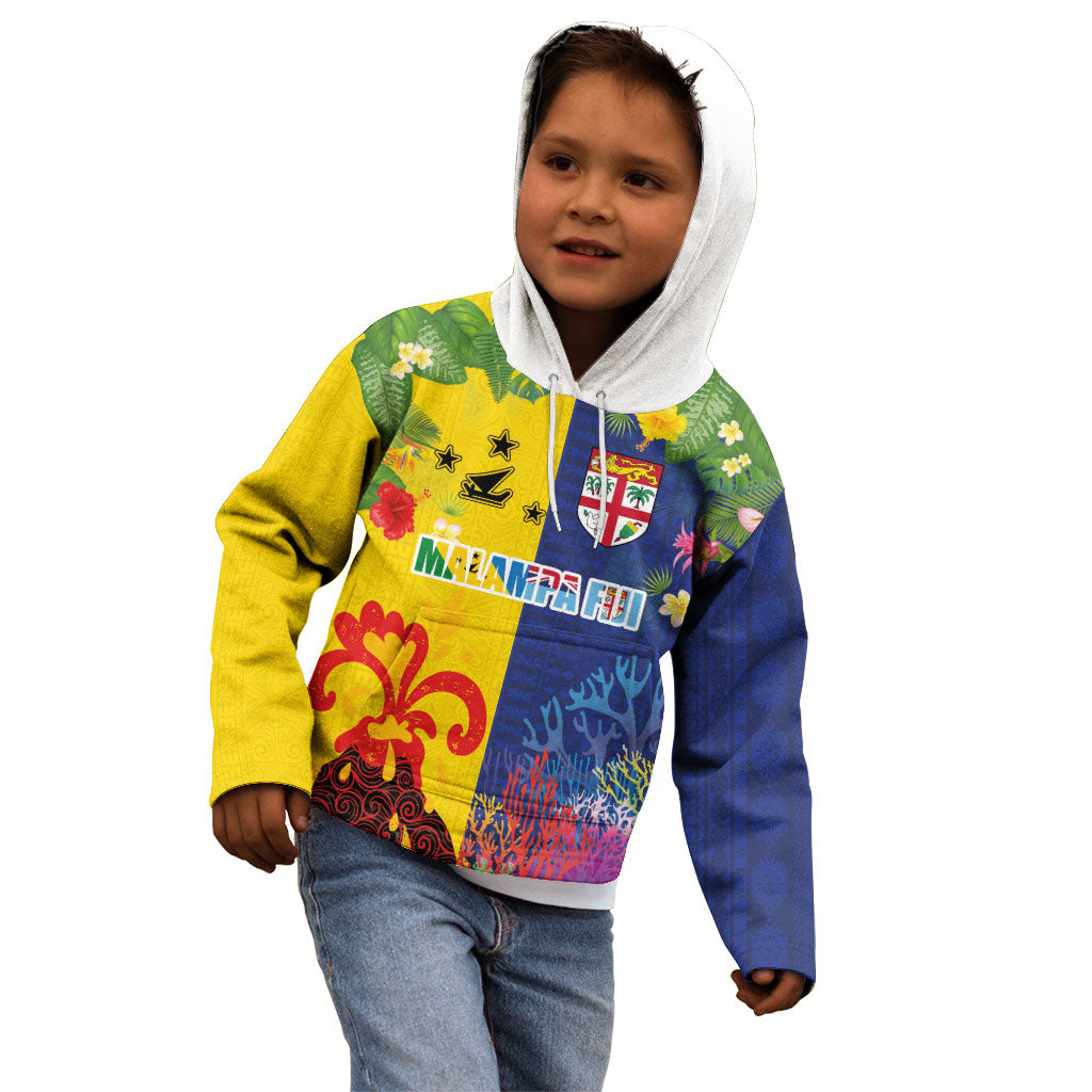 Malampa Fiji Day Kid Hoodie Volcano and Coral Reef with Culture Patterns Split Style LT03 - Polynesian Pride