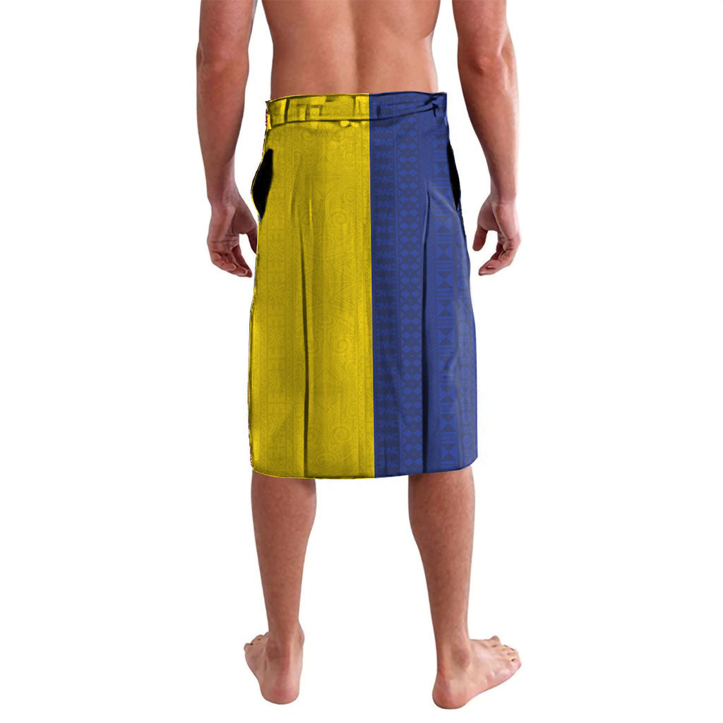 Malampa Fiji Day Lavalava Volcano and Coral Reef with Culture Patterns Split Style LT03 - Polynesian Pride