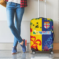 Malampa Fiji Day Luggage Cover Volcano and Coral Reef with Culture Patterns Split Style LT03 - Polynesian Pride