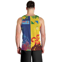Malampa Fiji Day Men Tank Top Volcano and Coral Reef with Culture Patterns Split Style LT03 - Polynesian Pride