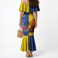 Malampa Fiji Day Mermaid Dress Volcano and Coral Reef with Culture Patterns Split Style LT03 - Polynesian Pride