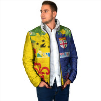 Malampa Fiji Day Padded Jacket Volcano and Coral Reef with Culture Patterns Split Style LT03 - Polynesian Pride
