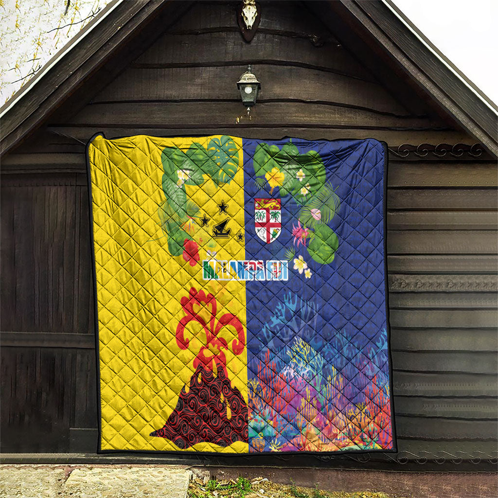 Malampa Fiji Day Quilt Volcano and Coral Reef with Culture Patterns Split Style LT03 - Polynesian Pride