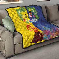 Malampa Fiji Day Quilt Volcano and Coral Reef with Culture Patterns Split Style LT03 - Polynesian Pride