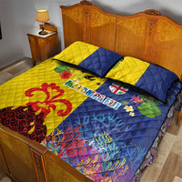 Malampa Fiji Day Quilt Bed Set Volcano and Coral Reef with Culture Patterns Split Style LT03 - Polynesian Pride