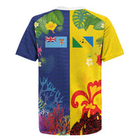Malampa Fiji Day Rugby Jersey Volcano and Coral Reef with Culture Patterns Split Style LT03 - Polynesian Pride