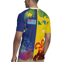 Malampa Fiji Day Rugby Jersey Volcano and Coral Reef with Culture Patterns Split Style LT03 - Polynesian Pride