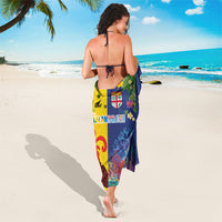 Malampa Fiji Day Sarong Volcano and Coral Reef with Culture Patterns Split Style LT03 - Polynesian Pride