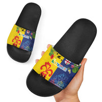 Malampa Fiji Day Slide Sandals Volcano and Coral Reef with Culture Patterns Split Style LT03 - Polynesian Pride