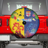 Malampa Fiji Day Spare Tire Cover Volcano and Coral Reef with Culture Patterns Split Style LT03 - Polynesian Pride