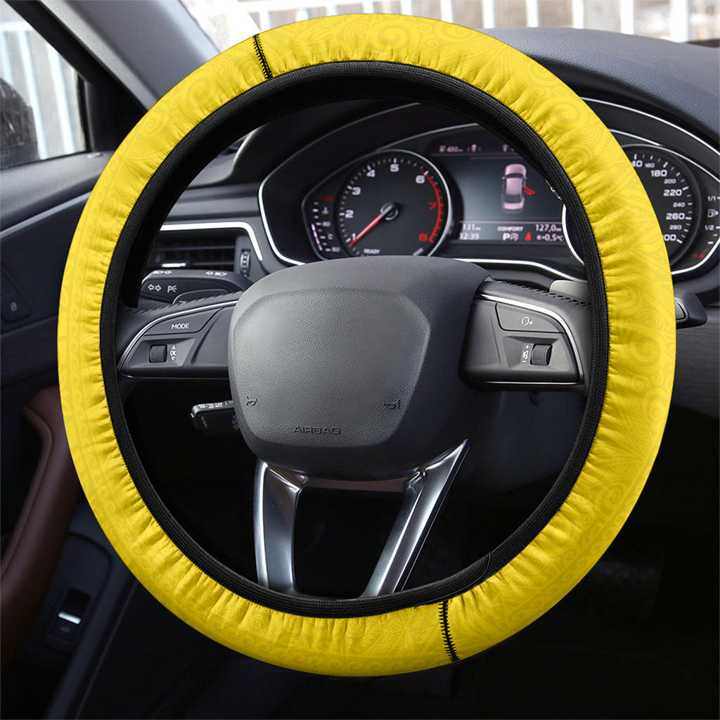 Malampa Fiji Day Steering Wheel Cover Volcano and Coral Reef with Culture Patterns Split Style LT03 - Polynesian Pride