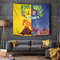 Malampa Fiji Day Tapestry Volcano and Coral Reef with Culture Patterns Split Style LT03 Multicolor - Polynesian Pride