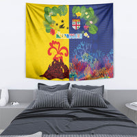 Malampa Fiji Day Tapestry Volcano and Coral Reef with Culture Patterns Split Style LT03 - Polynesian Pride