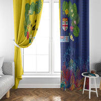 Malampa Fiji Day Window Curtain Volcano and Coral Reef with Culture Patterns Split Style LT03 - Polynesian Pride
