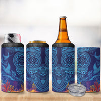 Fijian Tribal Manta Ray 4 in 1 Can Cooler Tumbler Masi Motif with Coral Reef Ocean Vibe LT03 - Polynesian Pride