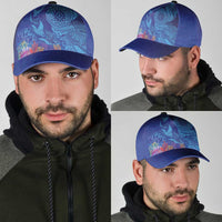 Fijian Tribal Manta Ray Classic Cap Masi Motif with Coral Reef Ocean Vibe LT03 - Polynesian Pride