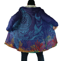 Fijian Tribal Manta Ray Cloak Masi Motif with Coral Reef Ocean Vibe LT03 - Polynesian Pride
