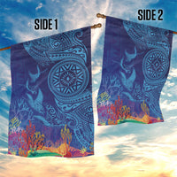 Fijian Tribal Manta Ray Garden Flag Masi Motif with Coral Reef Ocean Vibe LT03 - Polynesian Pride