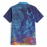 Fijian Tribal Manta Ray Hawaiian Shirt Masi Motif with Coral Reef Ocean Vibe LT03 - Polynesian Pride