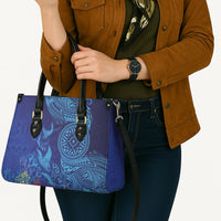 Fijian Tribal Manta Ray Leather Bag Masi Motif with Coral Reef Ocean Vibe LT03 - Polynesian Pride