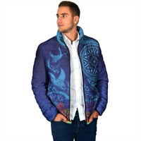 Fijian Tribal Manta Ray Padded Jacket Masi Motif with Coral Reef Ocean Vibe LT03 - Polynesian Pride