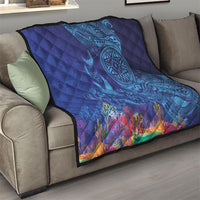 Fijian Tribal Manta Ray Quilt Masi Motif with Coral Reef Ocean Vibe LT03 - Polynesian Pride