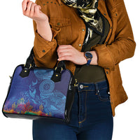 Fijian Tribal Manta Ray Shoulder Handbag Masi Motif with Coral Reef Ocean Vibe LT03 - Polynesian Pride