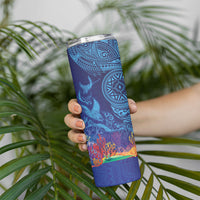 Fijian Tribal Manta Ray Skinny Tumbler Masi Motif with Coral Reef Ocean Vibe LT03 - Polynesian Pride