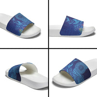 Fijian Tribal Manta Ray Slide Sandals Masi Motif with Coral Reef Ocean Vibe LT03 - Polynesian Pride