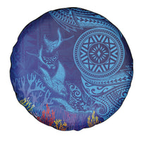 Fijian Tribal Manta Ray Spare Tire Cover Masi Motif with Coral Reef Ocean Vibe LT03 - Polynesian Pride