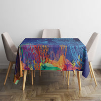 Fijian Tribal Manta Ray Tablecloth Masi Motif with Coral Reef Ocean Vibe LT03 - Polynesian Pride