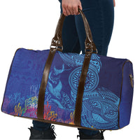 Fijian Tribal Manta Ray Travel Bag Masi Motif with Coral Reef Ocean Vibe LT03 - Polynesian Pride